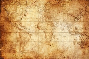 A vintage map background with sepia tones and faded edges - obrazy, fototapety, plakaty