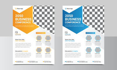 Conference business flyer vector design template. Business flyer and leaflet cover template.