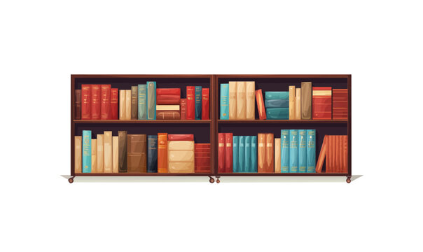 books on bookshelf isolated vector style on isolated background illustration