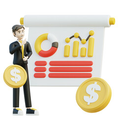 Business related 3D illustration on transparent background, perfect for any design need