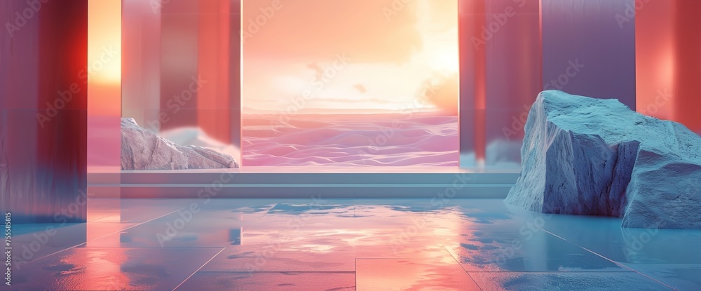Poster stand out from the competition with this professional ai-crafted 3d mockup, providing a clean and mo