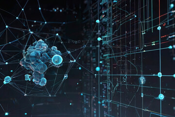 Fototapeta premium Cutting-edge neural data science and AI technology visualization. marrying futuristic analytics with strategic business insights.