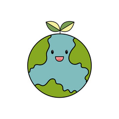 Cute cartoon Earth. Concept Save the earth. Use for product display presentation, cosmetic display mockup, showcase, media banner, etc. Vector illustration.