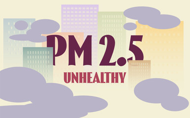 Cities with a lot of PM 2.5 dust. The concept of air pollution. Use for product display presentation, cosmetic display mockup, showcase, media banner, etc.