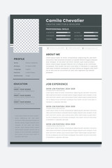 Resume with infographic design. Stylish CV set for men. Clean vector.