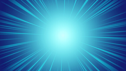 ネオンカラーに輝く集中線の背景素材（ブルー）