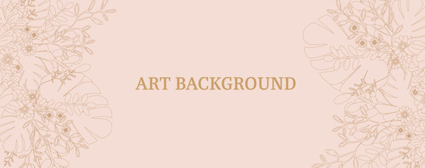 Vector illustration abstract floral background, pink and green muted color palette.