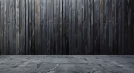 Black wood plank widescreen texture. Bamboo slat dark large wallpaper. Abstract wooden panoramic background. - obrazy, fototapety, plakaty