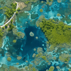 Fototapeta na wymiar Seamless Image. Bird's eye view of the landscape. Texture for wallpapers, packaging, backgrounds