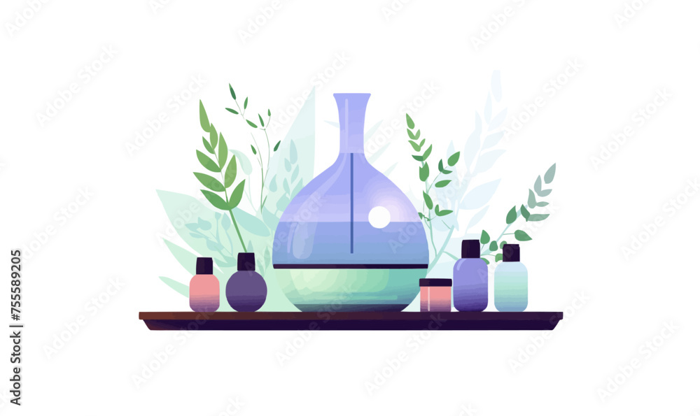 Poster essential oils and diffuser vector flat isolated vector style illustration