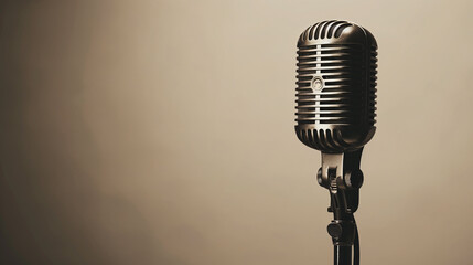 retro style microphone on dark background