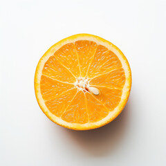 Freshly cut orange with core on a white background - vitamin C and fruit theme