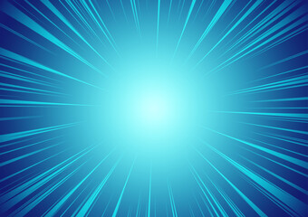 ネオンカラーに輝く集中線の背景素材（ブルー）