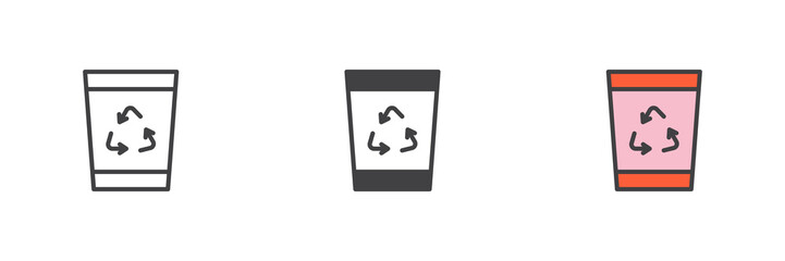 Recycle bin different style icon set