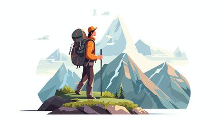 Camper explorer character with backpack and compass