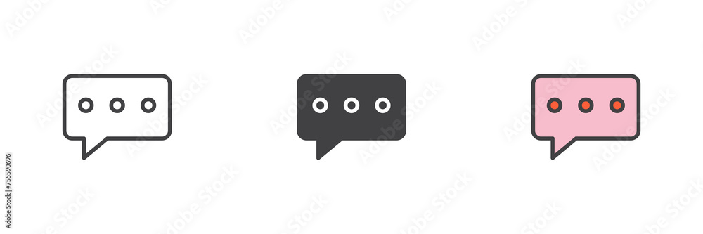 Poster chat message different style icon set
