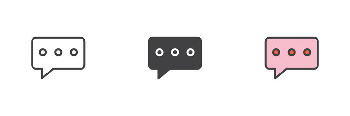 Naklejka premium Chat message different style icon set