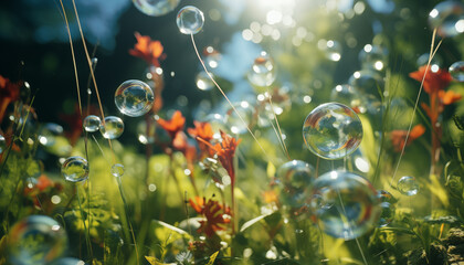 soap bubbles in the park. 