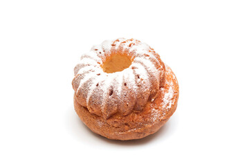 Fresh cupcake on white background, close up.