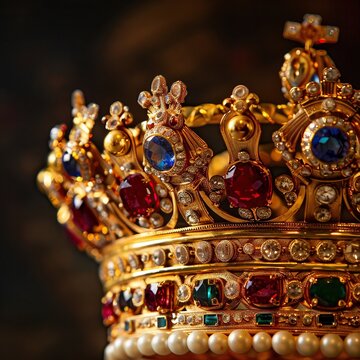 A majestic crown made of gold and precious gemstones symbolizing power and authority.