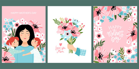 Mother's day greeting background set - 755592031