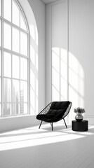 modern minimalist living room interior, ai
