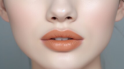 close up portrait of a woman lips skin care, ai