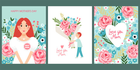 Mother's day card design template - 755592098
