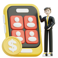 Business related 3D illustration on transparent background, perfect for any design need