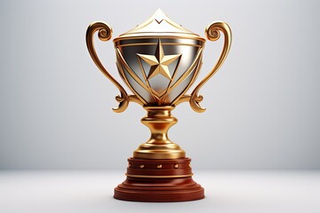 Fototapeta na wymiar Winner Champion trophy and golden shiny cup isolated on white background. 3d rendering