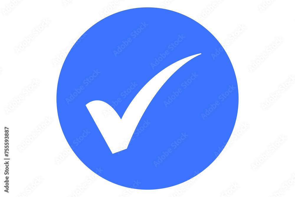 Wall mural blue tick mark approved check mark icon symbols . symbol for website computer and mobile transparent