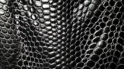 Wandaufkleber Black snake skin texture. Reptile leather background. Close up. © Maksim
