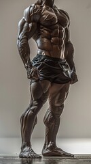 A well-proportioned torso and lean toned legs that suggest a dedication to physical fitness and bodybuilding. - obrazy, fototapety, plakaty
