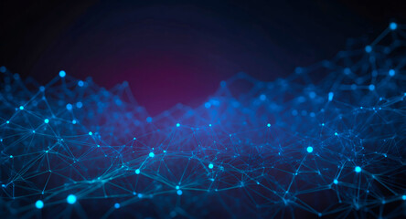 Network of blue particles modern technological background concept. Glowing wave particle background.