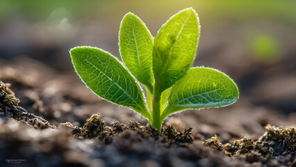 Eco-friendly farming sprout close-up concept