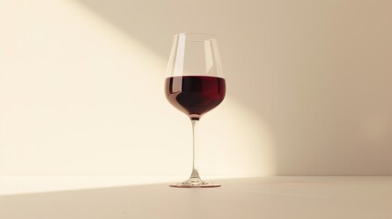 An elegant composition featuring a single glass filled with rich red wine, set against a pristine white backdrop, emphasizing its deep color and inviting viewers to indulge in its timeless elegance.