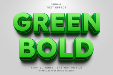 Green Bold 3D Editable Text Effect Template Style Premium Vector