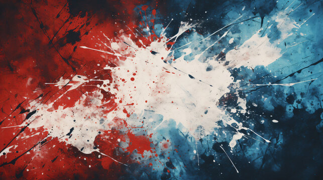Abstract red and blue paint splatter