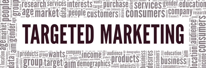 Targeted Marketing word cloud conceptual design isolated on white background.