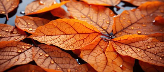 Colorful autumn leaves on blurred background, closeup. Banner design