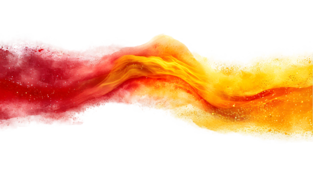 Spain flag colours powder exploding on isolated background