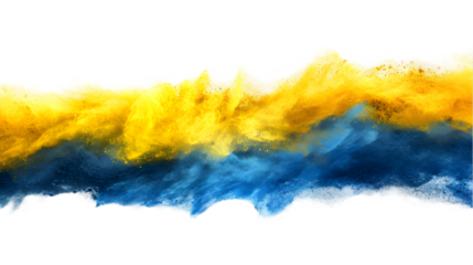 Ukraine flag colours powder exploding on isolated background