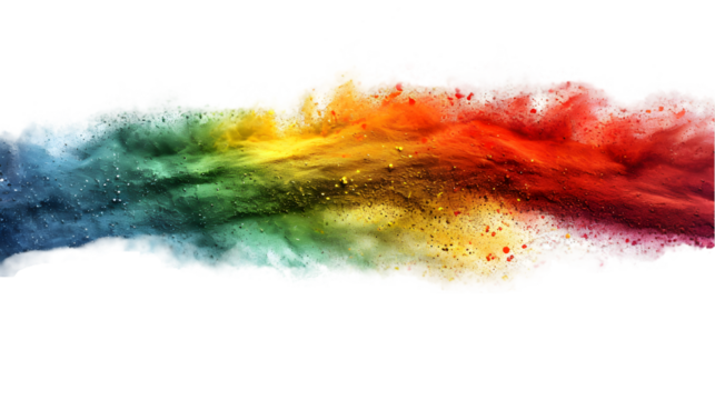 Zimbabwe flag colours powder exploding on isolated background