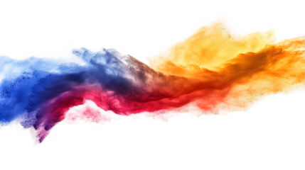 Armenia flag colours powder exploding on isolated background