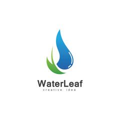 Creative Drop Water and Leaf Concept Logo Design Template