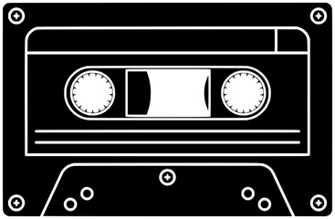 radio illustration audio silhouette retro logo music icon boombox outline sound 80s disco player party record 90s cassette old shape disco player for vector graphic background