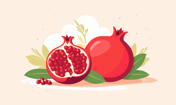 Ripe pomegranate vector flat minimalistic isolated vector style illustration