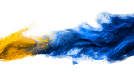 Bosnia and Herzegovina flag colours powder exploding on isolated background