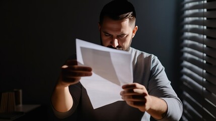 A person reading a paper. User agreement. Lease. Mortgage.