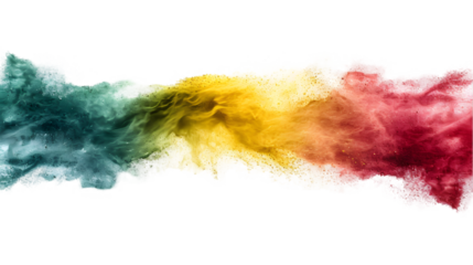 Cameroon flag colours powder exploding on isolated background